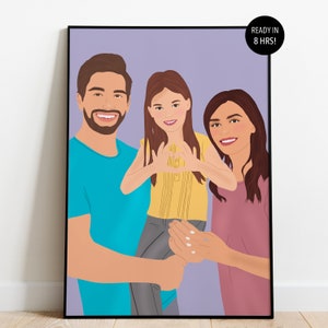 Family Portrait From Photo, Faceless Portrait, Family Portrait Illustration, Anniversary Gift For Him, Cartoon Portrait, Gift For Husband