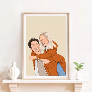 Aangepast cartoonportret stel: verjaardagscadeau voor vriend, gepersonaliseerde tekening van foto