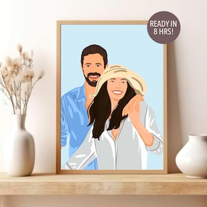 Custom couple portrait, birthday gift for him, faceless portrait, gift for couple, cartoon portrait, personalized gift for boyfriend