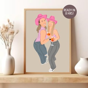 Retrato de amigo personalizado, presente para melhor amigo, impressão de retrato sem rosto, presente de aniversário para melhor amigo, retrato personalizado, presente personalizado para ela