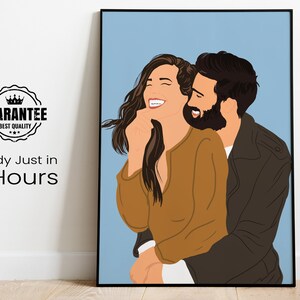 Ilustracja bez twarzy, portret pary, prezent urodzinowy dla chłopaka, niestandardowy portret, spersonalizowany prezent dla niego, portret z kreskówki, prezent dla niej