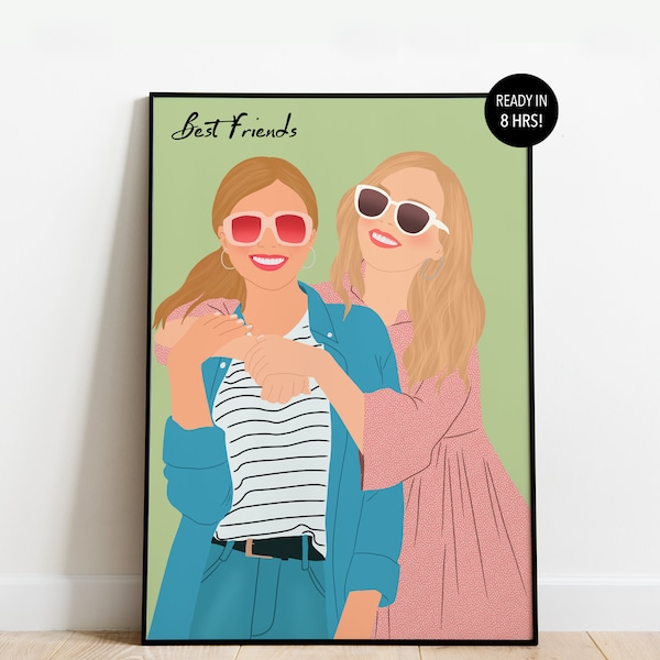 Portrait meilleur ami, Portrait sans visage personnalisé, Cadeau d'anniversaire pour un ami, Portrait personnalisé, Cadeau personnalisé pour ami, Illustration sans visage