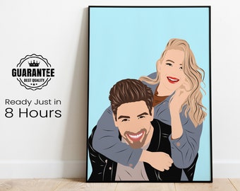 portrait de couple, cadeau pour couple, portrait sans visage, dessin de fiançailles, portrait de petit ami, cadeau personnalisé, portrait de famille, cadeau d'anniversaire