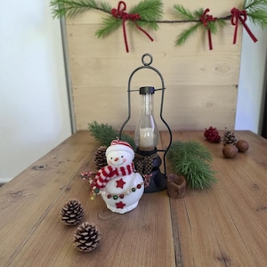 Painted Gourd Snowman with jingle bells and stars