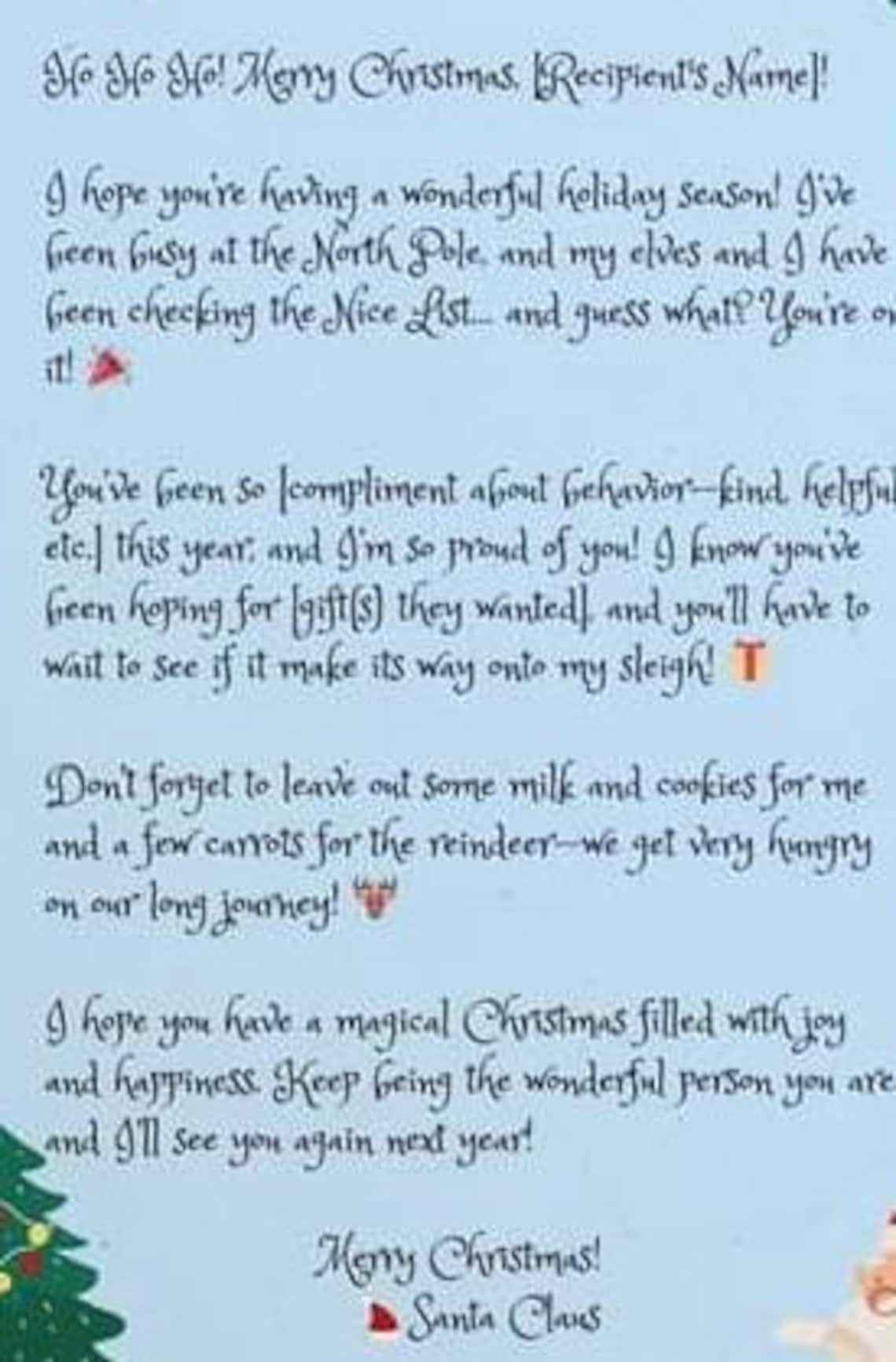 Customized Letter From Santa Kids Letter From Santa, Santa Letter ...