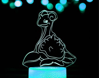 Custom Themed - Lapras Acrylic LED Color changing Night light with Premium base, wireless remote, USB cord! great lamp gift!