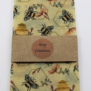 Embroidered Bees beeswax wrap