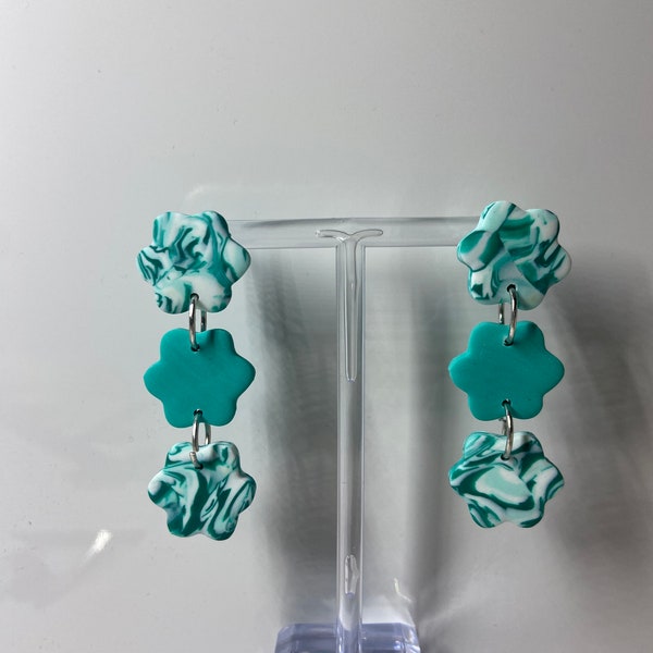 Galianne - Boucles d'oreilles pendante fleurs - Flower earrings - Pesto Jewels