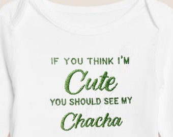 PERSONALISED If Your Think I'm.. You Should See My.. Embroidered Babysuit - Chacha Mamma Mama Mammi Nana Nanni Mummy Daddy Punjabi Sikh