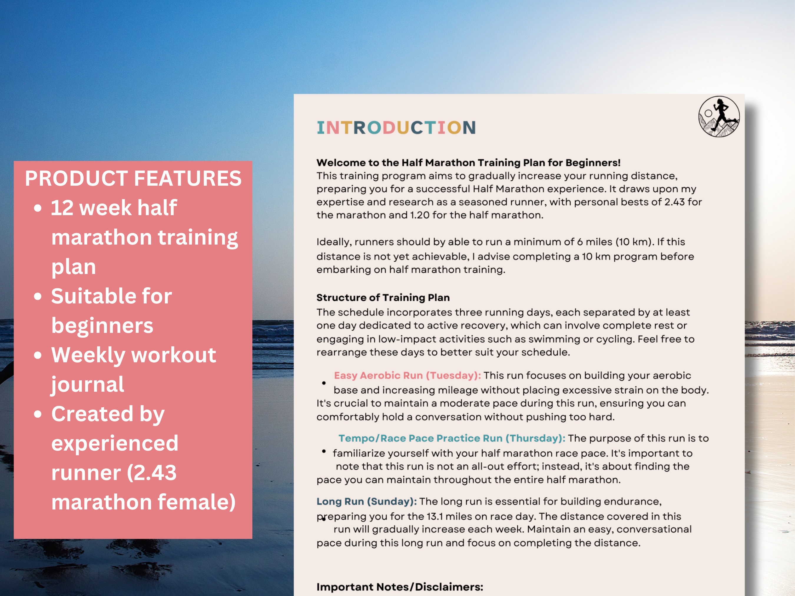 Half Marathon Training Plan for Beginners - Etsy