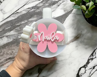 Stanley Cup Topper I Flower Topper I Custom name Topper I Tumbler Topper I Personalized Stanley Topper I Name Tumbler Topper I Handmade
