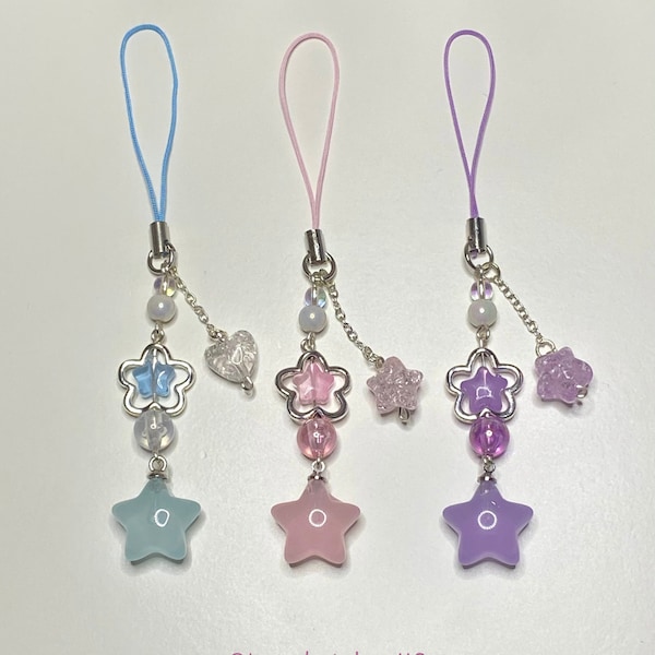 Cute Star Charm Phone Aesthetic Keychain Strap Y2k Jewelry Handmade Accessories