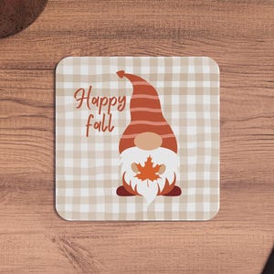 Fall Coaster Set Home Decor Gnome Coaster Autumn Farmhouse Gift Rustic Fall Kitchen Table setting Decor Gnome Pumpkin Season Its fall yall