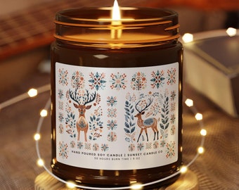Rustic Deer Soy Candle | Scandinavian Cabin Decor, Cozy Gift Mountains Cabin