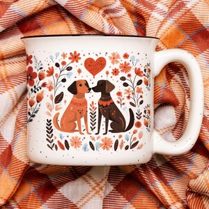 Valentines Dog Lover Mug, Folk Art Scandinavian Dogs Coffee Cup
