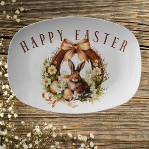 Easter Garland Rabbit Decorative Platter Gift idea Hostess Table Settings Spring Party Favor Easter bunny Serving Tray Spring Brunch Platter