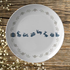 Cute Bunny Art plate Spring gift idea Party table setting Elegant decor Garden Dinnerware Easter Party Serving Egg Platter Hostess Thank you