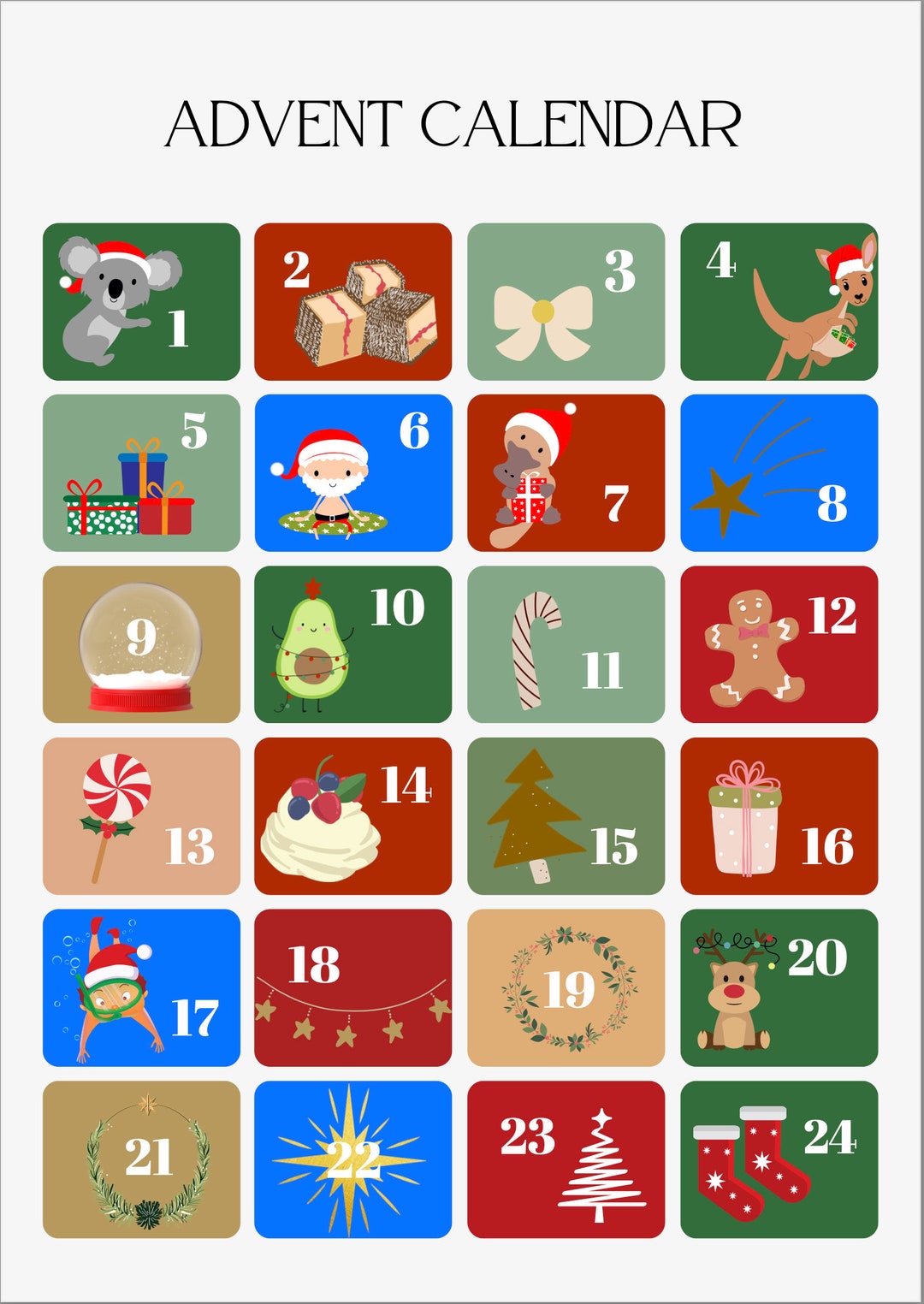 Australian Themed Advent Calendar Wall Decor for Families Etsy