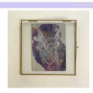 Handmade Alcohol Ink Art on 8 x 8 inch Gold Glass Frame