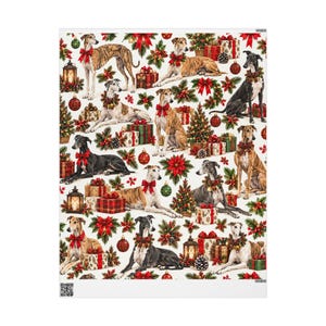 Christmas Greyhounds Wrapping Paper | Holiday Dog Pattern