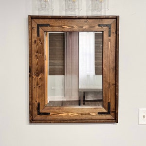 Mirror, Wood Framed Mirror, Farmhouse Style, Natural Rustic, Bathroom Vanity Entryway Wall Mirror, Rustic Look, Handmade Natural Wood Mirror