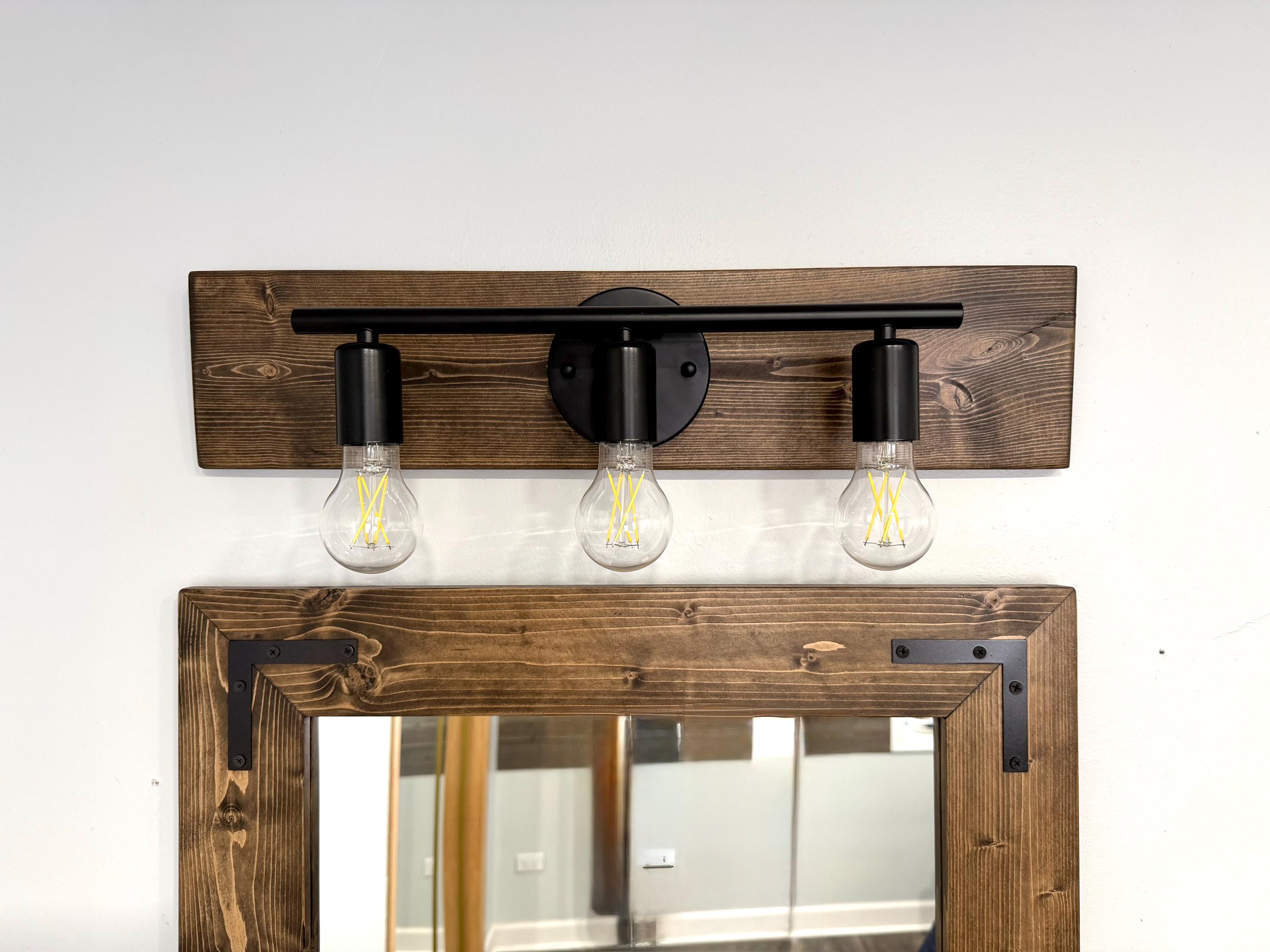 3 -light Vanity Fixture, Industrial Lighting, Open Bulbs Light ...