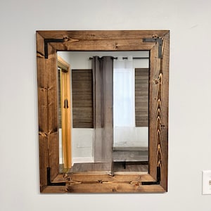 Mirror, Wood Framed Mirror, Farmhouse Style, Natural Rustic, Bathroom Vanity Entryway Wall Mirror, Rustic Look, Handmade Natural Wood Mirror