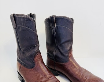 Bottes de cow-boy Larry Mahan en cuir bicolore Roper vintage