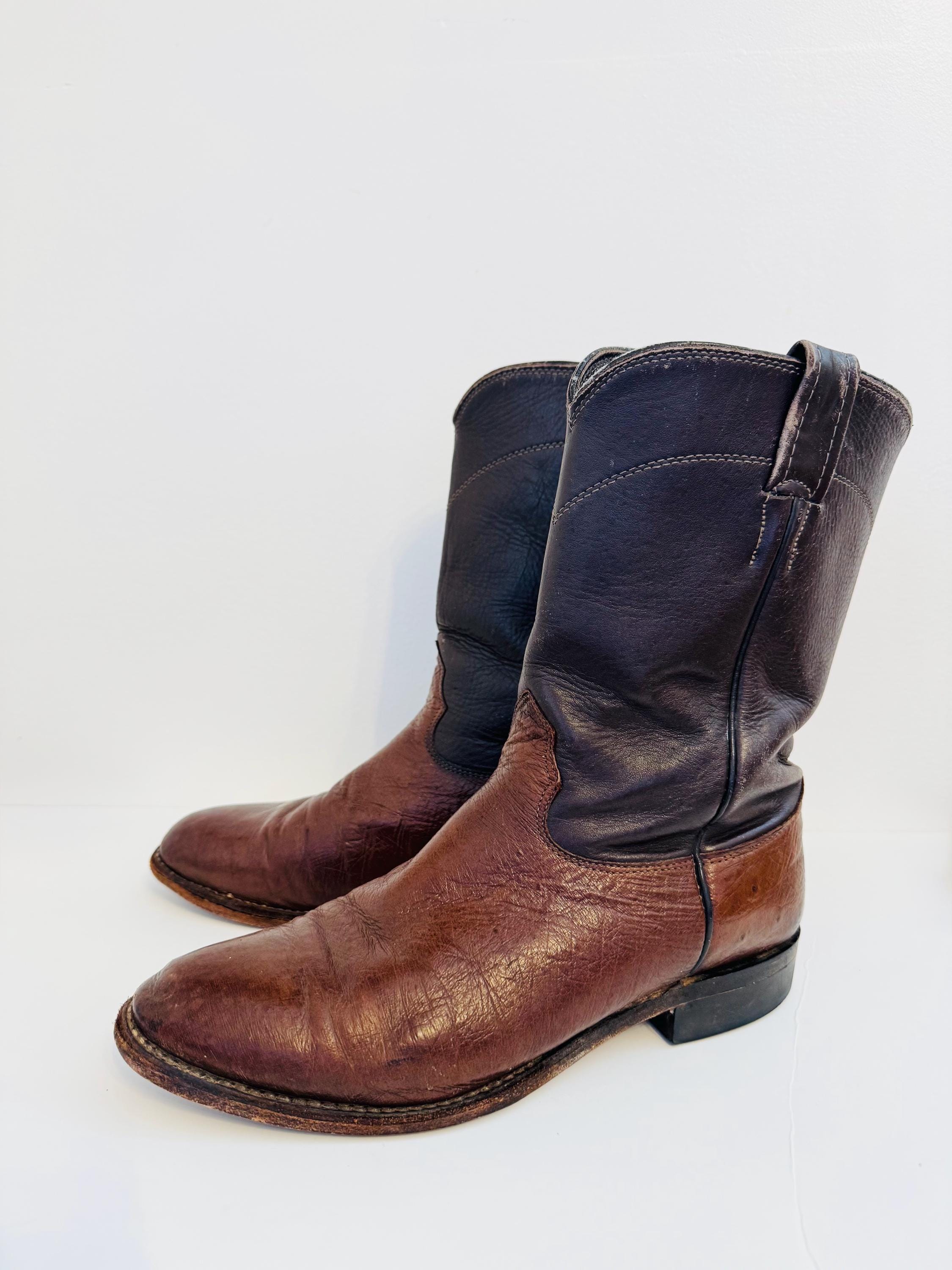 Vintage Larry Mahan Two-tone Leather Roper Cowboy Boots - Etsy display picture 3