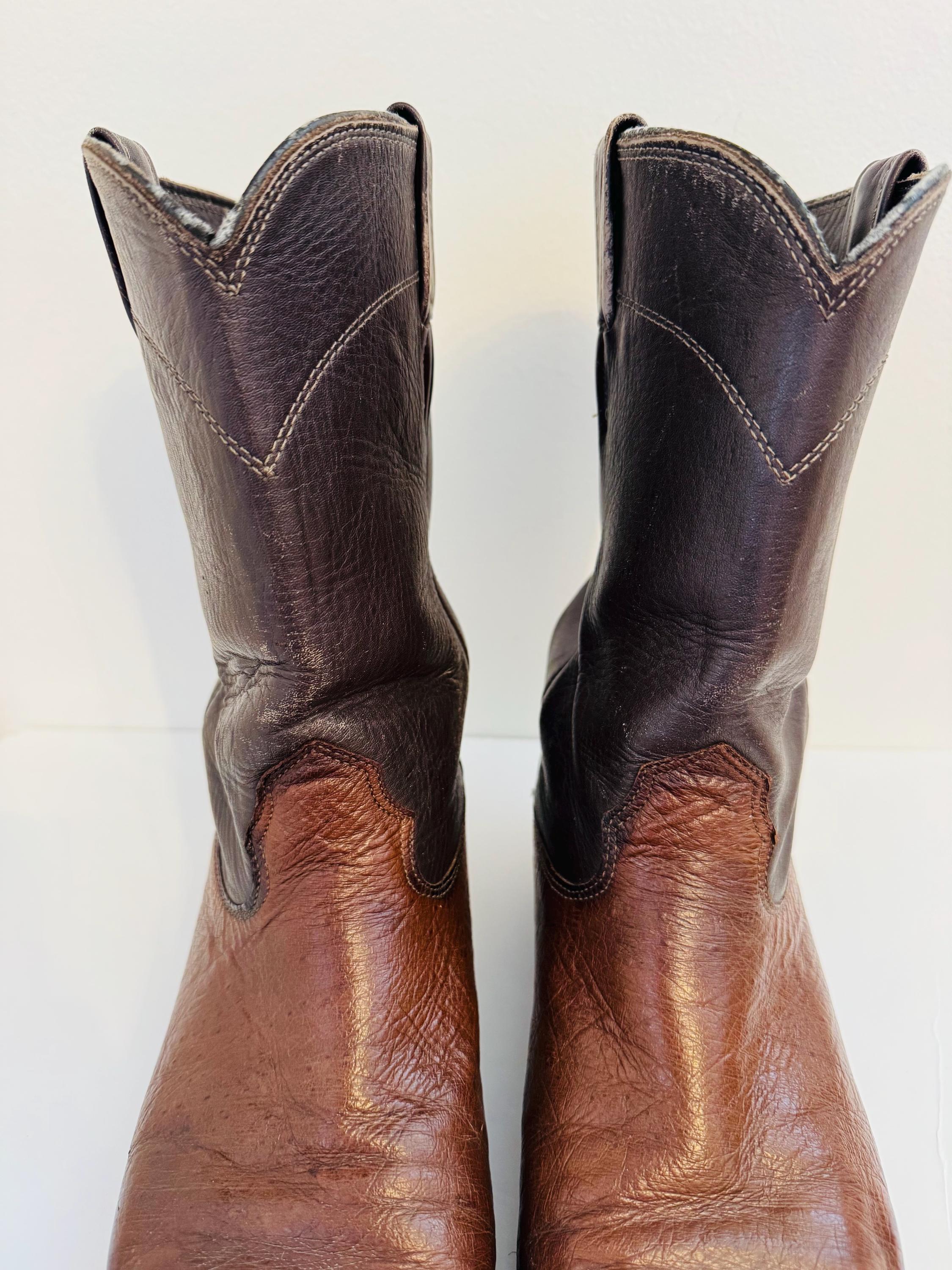 Vintage Larry Mahan Two-tone Leather Roper Cowboy Boots - Etsy