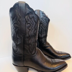Vintage Lucchese 2000 Genuine Elk Cowboy Boots “Black” Lucchese 2000 cowboy boots - Gem main image 4