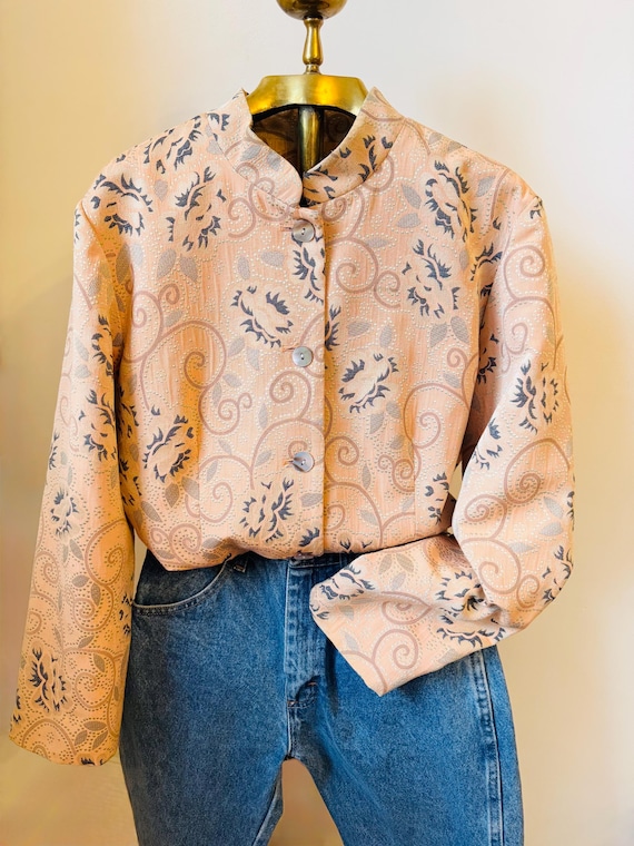 Orvis, Vintage Orvis Peach Floral Button Down Blazer