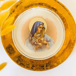 Vintage Virgin Mary Sacred Heart Plate