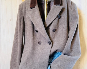 Vintage Brown Double Breasted Classic Wool Blend Blazer