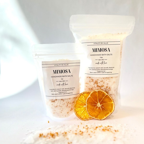 Handmade Bath Salts/ Mimosa/ Cocktail Inspired/ 5oz/ 14oz/ Gift Idea/ Spa Present/ Bath Gift/ Relax/ Self-Care/ For Her/ Bath Soak