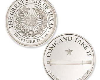 Texas Seal W Gonzales Cannon 1 Troy Ounce 39mm