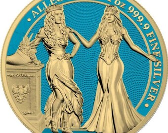 Germania 2020 5 Mark - Italia and Germania - Space Blue -1 Oz Silver Coin