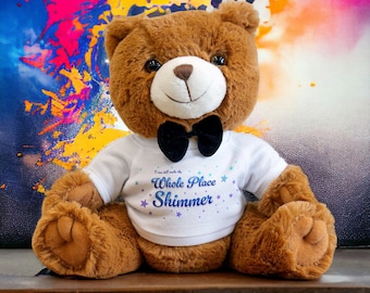 音楽ファンへのギフト、Tシャツ付きテディベア「Make the Whole Place Shinmer」