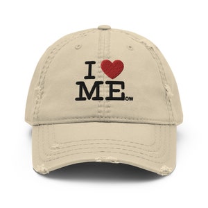 I Love Me ow, I Love Meow Charli Brat Summer Distressed Dad Hat