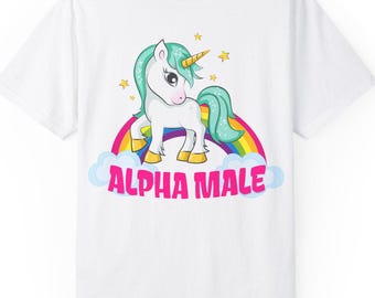 Alpha Male Rainbow Unicorn Pride T-shirt - Comfort Colors LGBT Tee