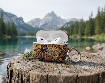 Apple AirPods Pro 2, 3 & AirPod 2, 3, 4 Protective Case: Bohemian Floral Swirl Cool AirPod Pro Case