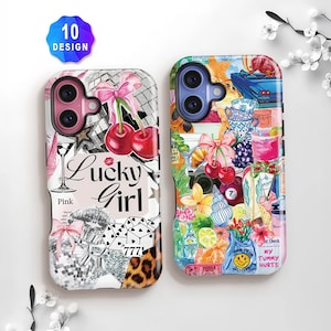 Red Cherry Bow Girly Collage-telefoonhoesje: preppy roze iPhone 17/16/15 Pro Max-hoesje