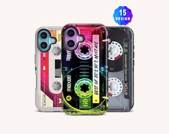 Custom iPhone 17/16/15/14 Pro Retro Cassette Tape Case: Y2K 80s 90s Music Lover Gifts