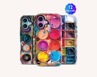 iPhone 17/16/15/14 Watercolor Paint Palette Phone Case: Protective Art Phone Case