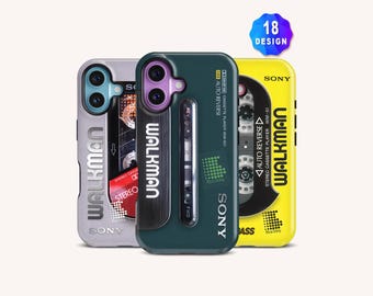 Y2K Aesthetic Walkman Phone Case: Vintage 80s 90s Protective  iPhone 17/16/15 Pro MagSafe Tough Case