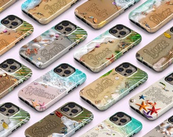 Custom Name iPhone 17/16/15 Tough MagSafe Case  :  personalized initial Summer Beach Phone Case
