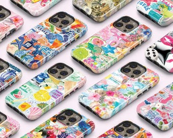 Summer Coastal Preppy Beachy Collage Phone Case: Pink Bow Girly iphone 17/16/15 Pro max Case