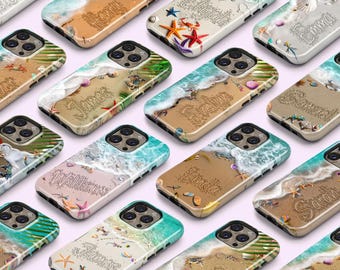 Custom Name Writing on the Beach Sand for iPhone 17/16/15 Pro Case: Personalised initial Summer phone case