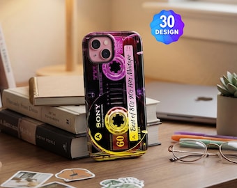 Custom Retro Cassette Tape iPhone 17 16 15 14 13 12 Pro Case: Y2K 80s 90s Samsung S26 S25 S24 Ultra