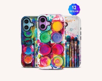 Paint Palette Phone Case for Samsung S25/24 Ultra : Artistic iphone 17/15/14 Pro Max Tough Case